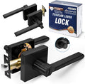 Privacy Push Button One-Touch Locking Interior Door Handle Without Key,Non-Handed Opening,Reversible Left Right Door Konb, ADA-Compliant,Keyless Lever Door Lock for Bathroom,Bedroom