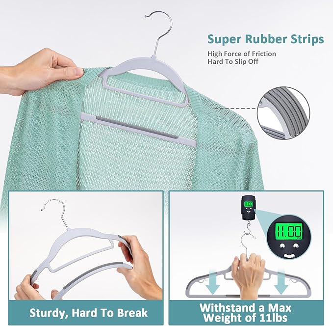 LMTrystFit 30-Pack Plastic Clothes Hangers, Space Saver, Non Slip, 360° Swivel Hook, 0.2 Inches Slim, Sturdy Heavy Duty Hangers for Coat, Durable Hangers for Suits, Light and Dark Gray