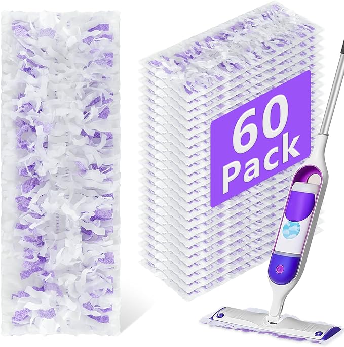 60 Pack Power Mop Refill Pads for Swiffer Power Mop , Disposable Swifter Wet Pad Refills for Swiffer, Replacement Spray Wet Pads Refills for Multi-Surface&Wood Floor Cleaning