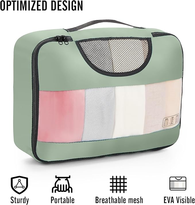 Veken 8 Set Packing Cubes for Travel Essentials, Suitcase Organizer Bags in 4 Sizes, Carry-On Luggage Accessories with Large Laundry & Hanging Toiletry Bag, Must-Have for Airplane, Road Trip & Camping