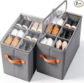 Smell Proof Shoe Organizer for Closet - Adjustable Dividers & Clear Lid. Foldable Shoe Storage Box with Activated Carbon Lining for Gym Sneakers, Running Shoes & Boots