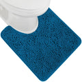GORILLA GRIP Plush Absorbent Shaggy Chenille Bath Rug Mat for Oval Toilet Base with Rubber Backing, Machine Washable Rugs, Soft Microfiber Contour Mats for Toilets, Bathroom Decor, Blue