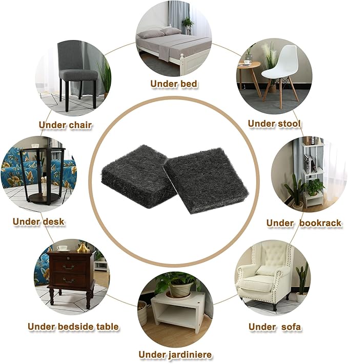 uxcell Felt Furniture Pads, 28Pcs 0.79" x 0.79" Adhesive Backed Felt Non-Slip Anti-Scratch Chair Leg Protectors for Protecting Hardwood Floor, Black