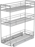 Pull Out Spice Rack Cabinet Organizer 8½" W x 20½" D, 3 Tier Heavy Duty Sliding Spice Cabinet Organization for Narrow Cabinet, Pull Out Shelves for Kitchen