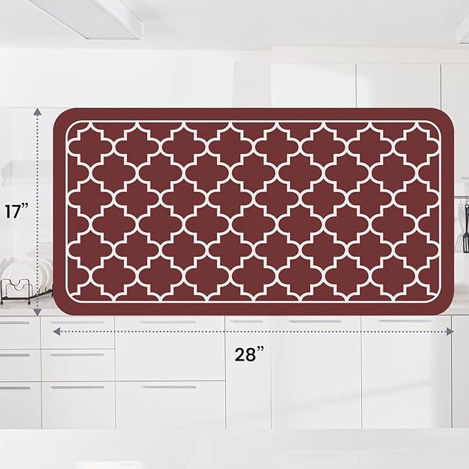 WISELIFE Dish Drying Mat Super Absorbent Drying Mat Large Dish Drying Mats for Kitchen Counter Easy Clean Dish Mat Kitchen Drying Mat18"x 28" Stylish Red