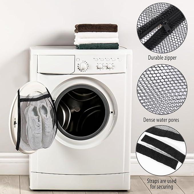 Sneaker Wash & Dry Net Bag Laundry Bags for Dryer Sneaker Large HoneyComber Mesh Bags with Zipper and Strap for Shoes Washing Mesh Net for Most Dryers Door 15.7" Large