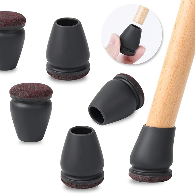 Ezprotekt 24 Pcs Small Silicone Chair Leg Floor Protectors for Hardwood Floors, Felt Furniture Pads Covers, Bar Stool Floor Protectors Caps for Chair Sliders - No Scratches (Fit 0.63"- 0.75", Black)