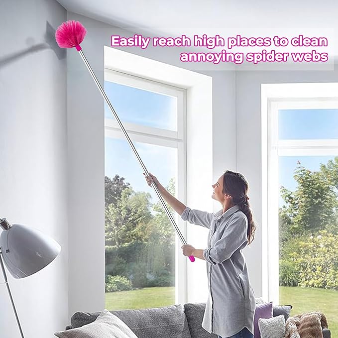 Ceiling Fan Cleaner Duster with 60 inch Extension Pole, Dusters for Cleaning High Ceiling Fan Blades, Dusters Kit with Storage Bag, Cleaning Tools for Families (13pcs)