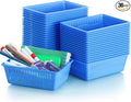Sherr 36 Pack Classroom Storage Basket Small Plastic Basket for Organizing Crayon Pencil Container Storage Bin Tray Holder for Paper Shelf Back to School Office Supply 6.1" l x 4.3" w x 2.4" h(Blue)