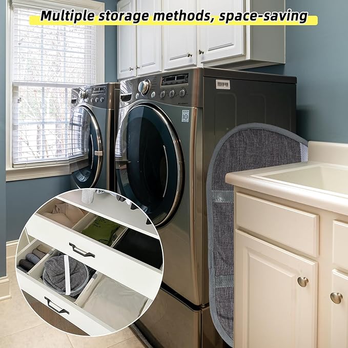 Collapsible Laundry Basket, 90L Foldable Pop-up Laundry Hamper with Reinforced Handles, Tear Proof Mesh Dirty Clothes Hamper for Laundry (Gray, 2PCS)