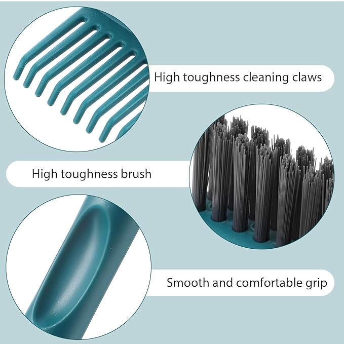 2Pcs 2-in-1 Hair Brush Cleaner & Remover Tool Brush Cleaning Tool Comb Cleaner Effective Hairbrush Cleaner Hair Brush Remover Rake for Man Woman Home Travel Salon Removing Hair Dust (Gray; Green)