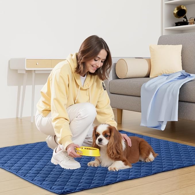 Smiry Waterproof Dog Bed Cover Blanket, Soft Reversible Pet Blanket, Washable Leakproof Cats Dogs Couch Cover for Sofa, Couch, Furniture, Plaid (68x82 Inch, Navy/Blue)