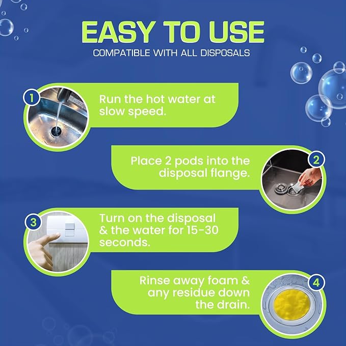 True Fresh Garbage Disposal Cleaner Powder Packets, Large 15g Drop-In Sink Packets, Deep Foaming Sink & Drain Cleaner for Grease & Residue, Disposal Cleaner and Deodorizer, Fresh Citrus Scent, 24 Pack