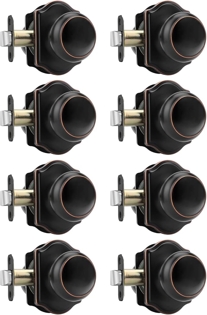 Haidms 8 Packs Closet Door Knobs, Bronze Passage Door Knobs, Interior Closet Oil Rubbed Bronze Doorknobs for Closet or Hall