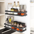 Spice Rack Organizer Wall Mount, 14" Hanging Black Spice Organizer Shelf, 2 Pack Farmhouse Seasoning Organizer, Spice Shelves Holder for Kitchen, Flexible Bathroom Organizer