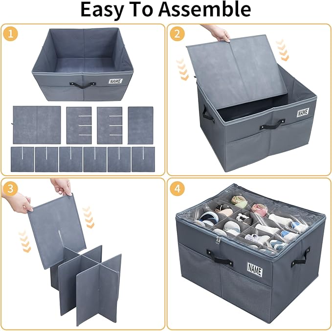 Shoe Storage Organizer for Closet Fits 16 Pairs, 1 Pack Shoes Boxes with Transparent Cover and Sturdy Handles, Shoe Storage Box for Sneakers Sandals Slippers, Boots,Gray,Gift for women,mom