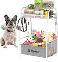 Medium Dog Toy basket, Toy Box for Dogs, Pet Toys Bin Dog Metal Wire Basket for Toys, Food Storage, Storage Organizer Chest Storage, Toy Box for Living Room Area (White)