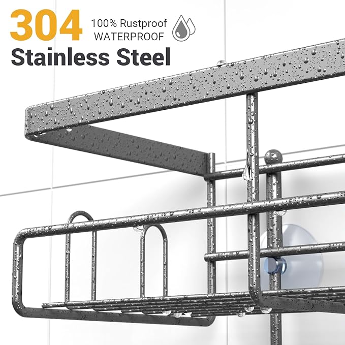 Shower Caddy Hanging Bathroom Organizer: Rustproof Shelf for Inside Shower - No Drilling Racks Over Showerhead - Bath Shelves for Shampoo Soap