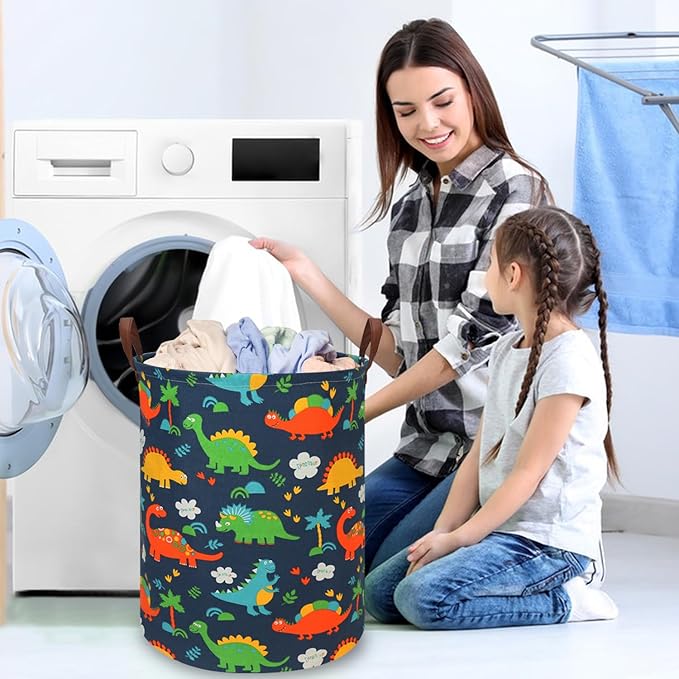 FXOLCSHE Dinosaur hamper for Kids,Dinosaur toy storage box,Waterproof folding laundry basket,Baby Toy Organizer,Nursery laundry basket,dinosaur room decor for boy,Shelf Book Basket(Forest Dinosaur)
