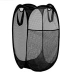 BATTOO Deluxe Collapsible Laundry Baskets Mesh Pop Up Hampers for Laundry with Side Pocket Reinforced Handles for Laundry Room, Bathroom, Kids Room, College Dorm or Travel Black