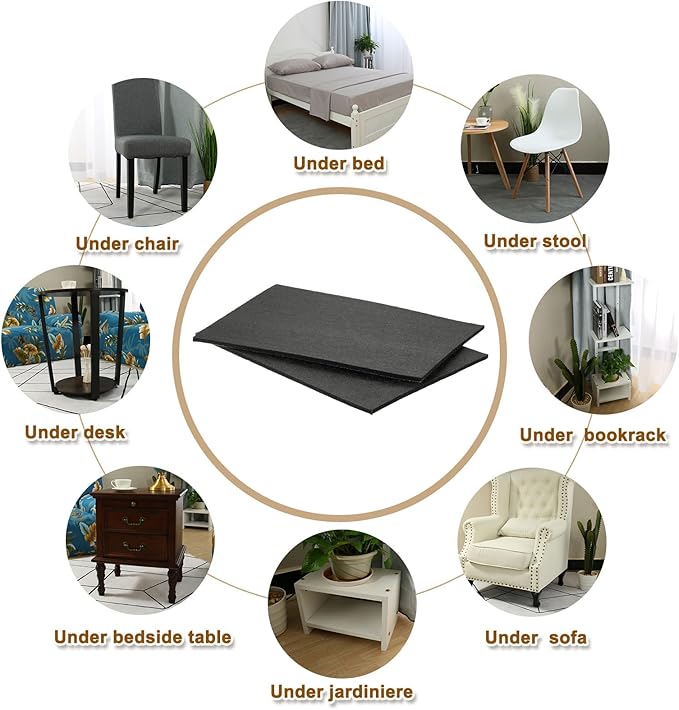 uxcell Felt Furniture Pads, 5Pcs 11.81" x 7.87" Adhesive Backed Felt Non-Slip Anti-Scratch Chair Leg Protectors for Protecting Hardwood Floor, Black