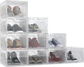 AWTATOS Shoe Boxes, 10 Pack Shoe Storage Organizers, Plastic Stackable Shoe Rack, Sneaker Containers, Toy Storage Bins for Entryway, Closet, Under Bed, Clear