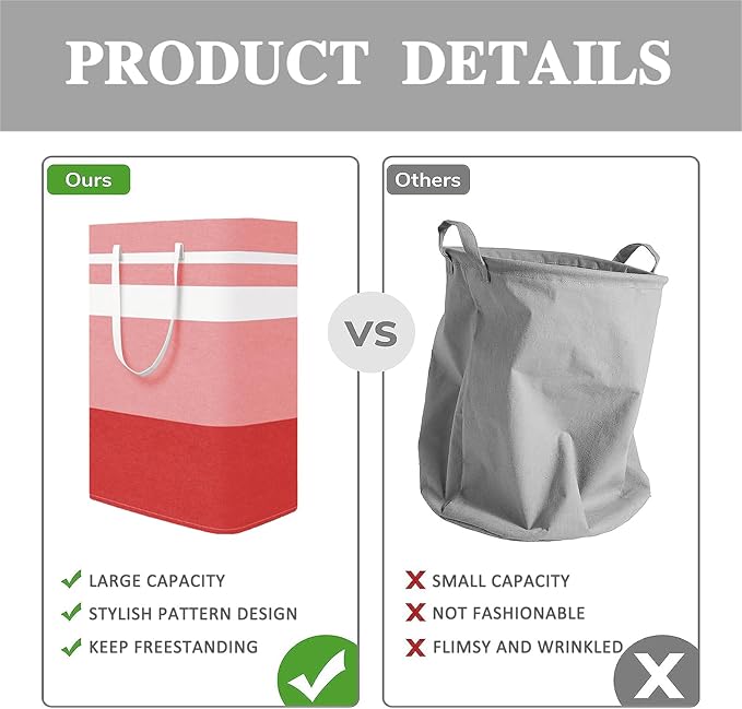 Foldable Laundry Basket，Large Laundry Baskets with Handles,Waterproof Laundry Hamper,Collapsible Laundry Hampers for Clothes Organizer 80L (Black&Red&Green&Purple)