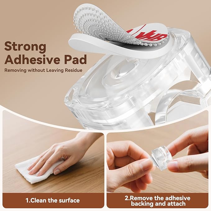 12Pack Rotatable Cord Organizer,Spring Cable Clips Desk Cable Management Cord Holder Adhesive Phone Charger Cord Clips for Home Office Car Wall Nightstand Accessories, Clear