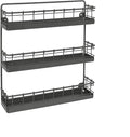 Spectrum 3 Tier Hanging Spice Rack for Wall Black Steel Kitchen Spice Organizer, Wall Mounted Metal Three Tier Metal Spice Organizer Rack for Kitchen Cabinet Pantry Organization