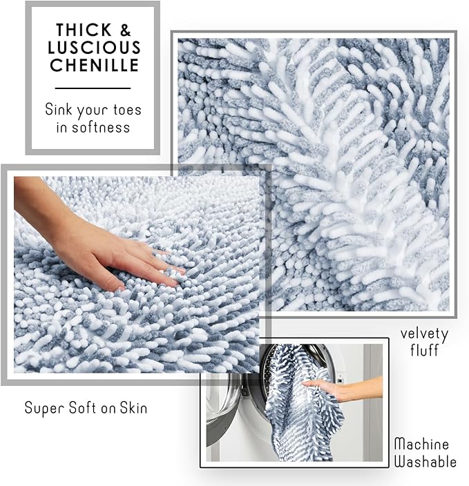 Clara Clark Bathroom Accessories Set - 27PC Bathroom Set with Adhesive Corner Shower Caddy Hanging, Bathroom Sets with Shower Curtain and Rugs, Ombre Navy Shower Curtain Set with Bathroom Trash Can