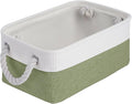 Storage Baskets for Shelves 11.8x7.9x5.2 Inch, Foldable Fabric Storage Bins with Handles, Small Storage Baskets for Organizing Closet, Office, Home Organization (1-Pack, White&Green)