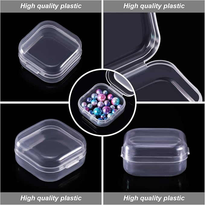 6 Pieces Mini Plastic Clear Beads Storage Containers Box for Collecting Small Items, Beads, Jewelry, Business Cards, Game Pieces, Crafts (1.37 x 1.37 x 0.7 Inch)