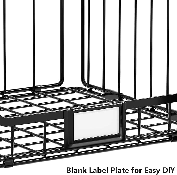 3-Tier Stackable Closet Organizers and Storage, Clothes Shelf Organizer, Foldable Wire Basket Bins, Sweater Storage for Closet and Pantry,11.8" D x 15.7" W, Black