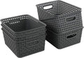Teyyvn Plastic Storage Basket, 10.03" x 7.59" x 4.09", Pack of 6, Gray