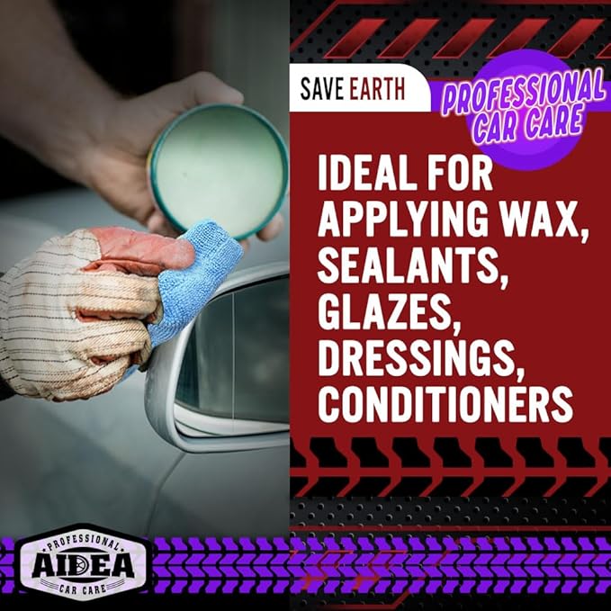 AIDEA Microfiber Applicator Pads-2Pack, Car Wash Sponge, Premium Microfiber Sponge and Cleaning Pads, Perfect for Effortless Wax, Sealant, and Conditioner Application - Blue