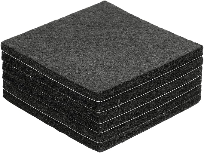 uxcell Felt Furniture Pads, 6Pcs 2.95" x 2.95" Adhesive Backed Felt Non-Slip Anti-Scratch Chair Leg Protectors for Protecting Hardwood Floor, Black