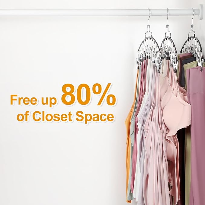 TOPIA HANGER 2 Pack Leggings Hanger for Closet, 20 Clips 360° Swivel Hook Legging Organizer Space Saving for Leggings Shorts Pants Skirt Jeans Bra Tank top Underwear for Closet CT80B