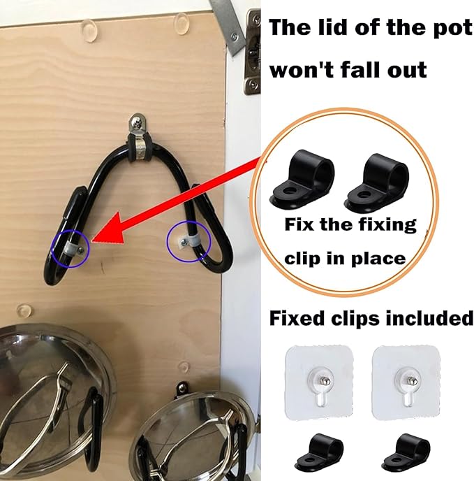 Set of 4 Pan Pot Lid Holders, Self-Adhesive Cabinet/Wall Mount Storage Organizer, Suitable for Lids Up to 11 Inches, Rust Resistant