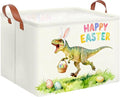CLOCOR Rectangular Dinosaur Easter Basket Empty, Blue Gift Basket with Handles,Toys Storage Bin,Baby Room Decor(Dinosaur)