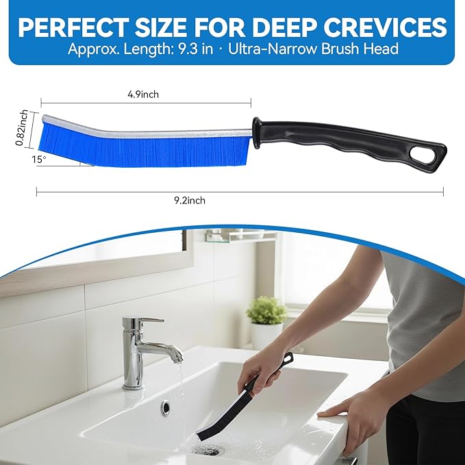 Crevice Cleaning Brush Set, 5-Pack Detail Brushes for Tight Spaces, Window Tracks, Gaps, Bathroom & Toilet, Strong Bristle Narrow Crevice Scrub Brushes for Home Cleaning