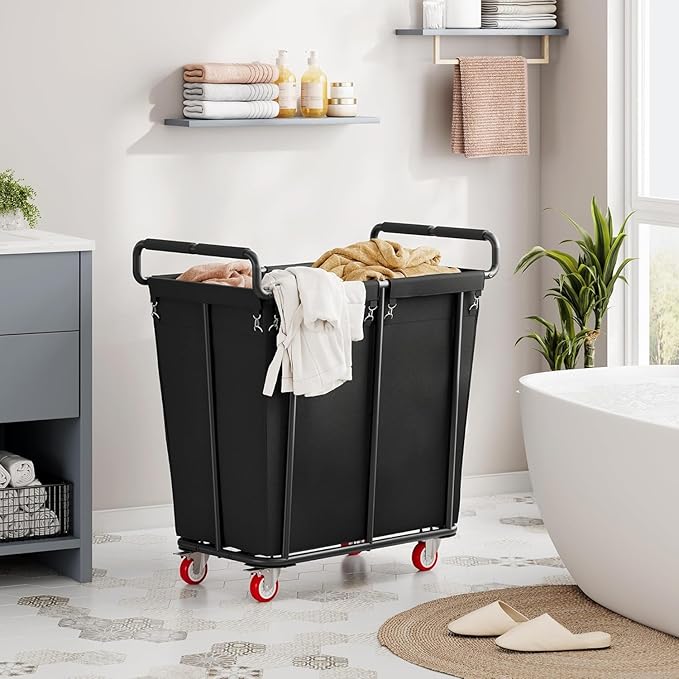 Large Laundry Hamper with Wheels, 360L Rolling Big Laundry Basket for Clothes Storage, Heavy Duty Extra Large Rolling Laundry Cart with Handle, Steel Frame, Waterproof Liner,95.1 Gallons.