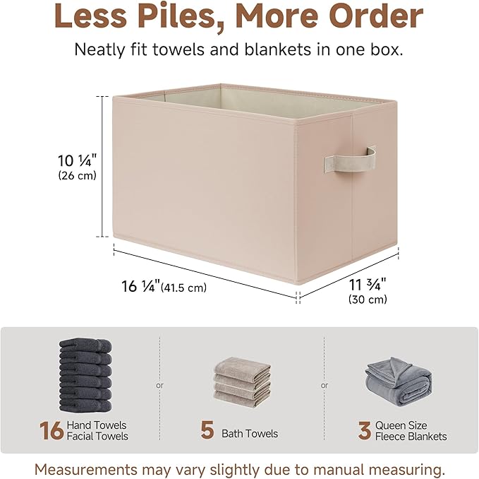 StorageWorks Storage Baskets for Shelves, Closet Organization and Storage Bins, Fabric Organizer Baskets for Clothes, Light Brown, 3-Pack, Extra Large