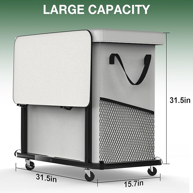 60 Gal(230L) High Grade Large Laundry Basket with Wheels, Rolling Laundry Hamper, Laundry Cart with Metal Frame and Removable Bag Design, Suitable for Laundry Room,Bedroom (White, 3 Section 230L)