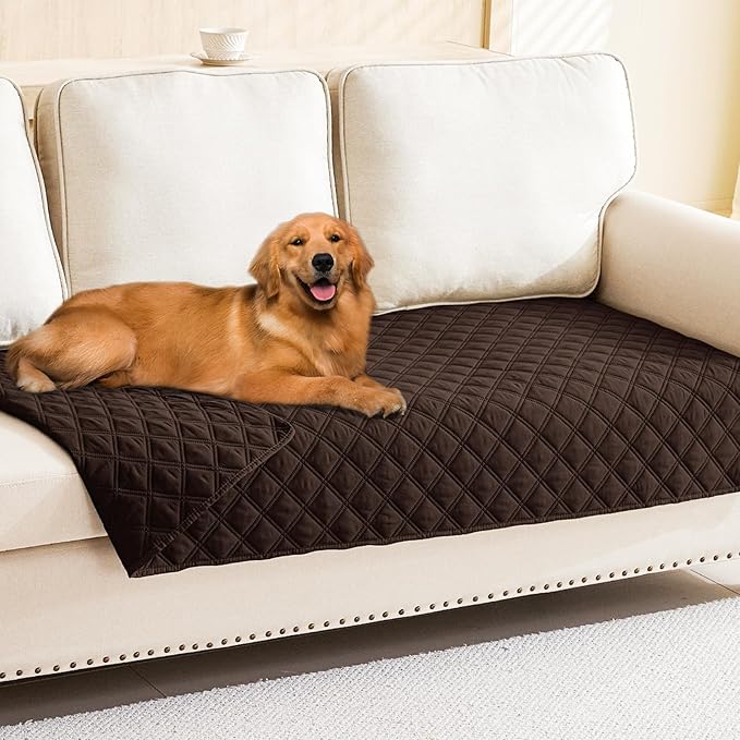 Smiry Waterproof Dog Bed Cover Pet Blanket, Soft Washable Dog Blanket for Furniture Bed Couch Sofa Reversible, Checkered (30"x70", Chocolate/Chocolate)