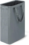 Slim Laundry Hamper, 48L Ultra Thin Collapsible Laundry Basket with Handles, Foldable Basket Laundry Bag Dirty Clothes Hamper for Bathroom Bedroom(Gray)