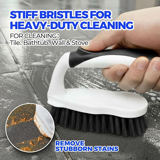 Scrub Brush - 6 Pack, Scrub Brushes for Cleaning, Heavy-Duty Scrub Brush, Stiff Bristles Cleaning Brush, for Kitchen, Bathtub, Floor and Wall Surfaces, Black