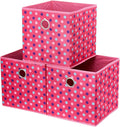 Pink 10x10x10 In Foldable Fabric Cubicle Cubes Storage Bins Decorative Collapsible Children Storage Cube Baskets Cloth Storage Cube Boxes Cube Inserts Drawer for Kids Cube Organizer Shelves QY-SC15-3