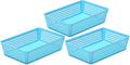 YBM Home 3-Pack Plastic Storage Baskets Bins for Home Junk Drawer, Shelves, and Office Organization, Functional Trays/Containers Great for Kitchen Pantry, Cabinets, Bedrooms, and Bathrooms, Blue