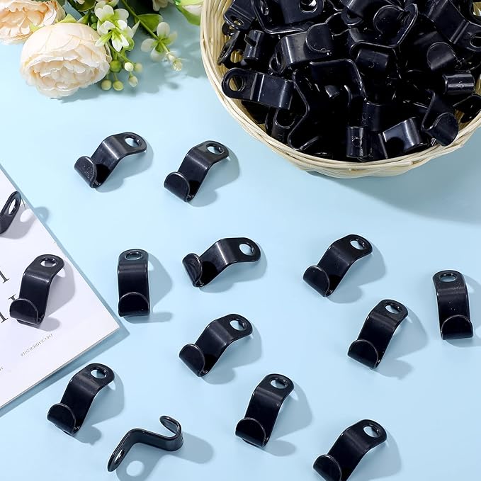 Fumete 300 Pcs Clothes Hanger Connector Hooks Extender Clips Heavy Duty Cascading Plastic Hanger Hooks Space Saver for Closet Space Saving Connection Coat Organizer(Black)