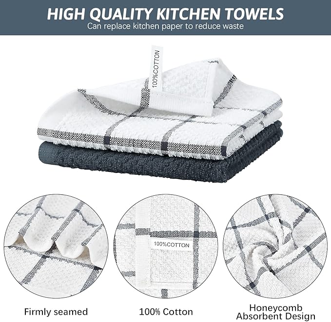 Nialnant 12 Pack Kitchen Dish Cloths,100% Cotton Soft Absorbent Quick Drying Dish Rags for Kitchen,Washing Dishes,Cleaning Rags